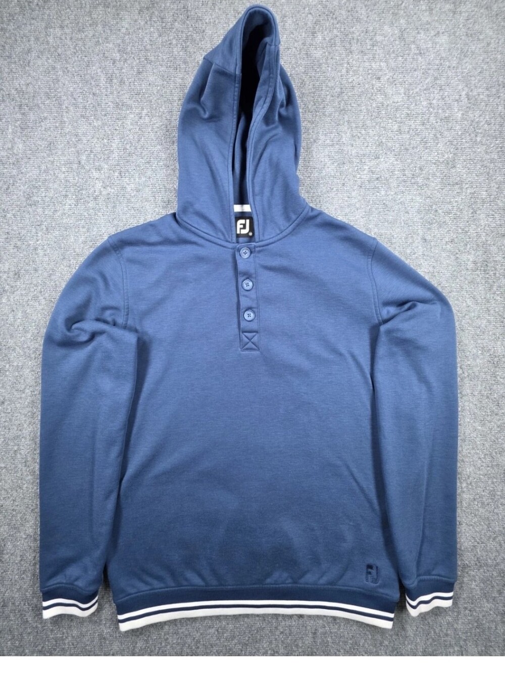 Footjoy FJ Mens Medium 1/4 Button Hoodie Blue Golf Hoodie Pullover